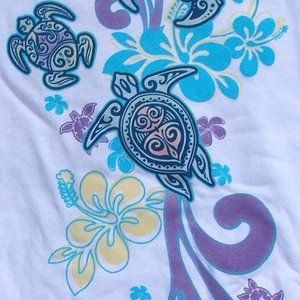 Turtles Flowers Del Sol White T Shirt Choice Size Color Changing Sunlight Cotton